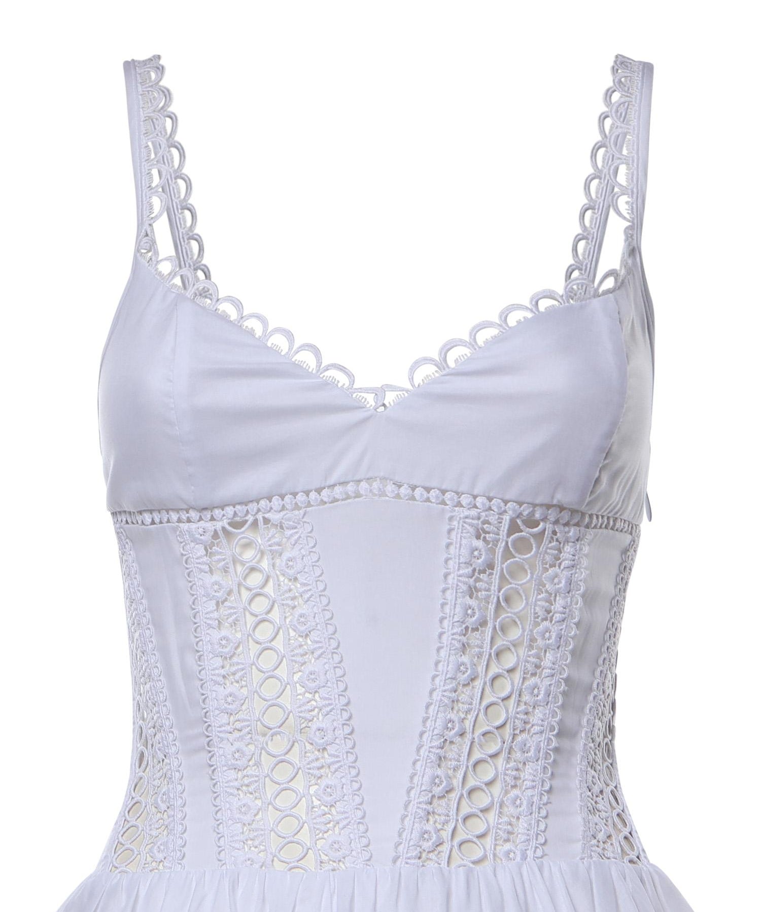Miniabito Gardenia in voile di cotone e pizzo 261602 WHITE CHARO RUIZ 