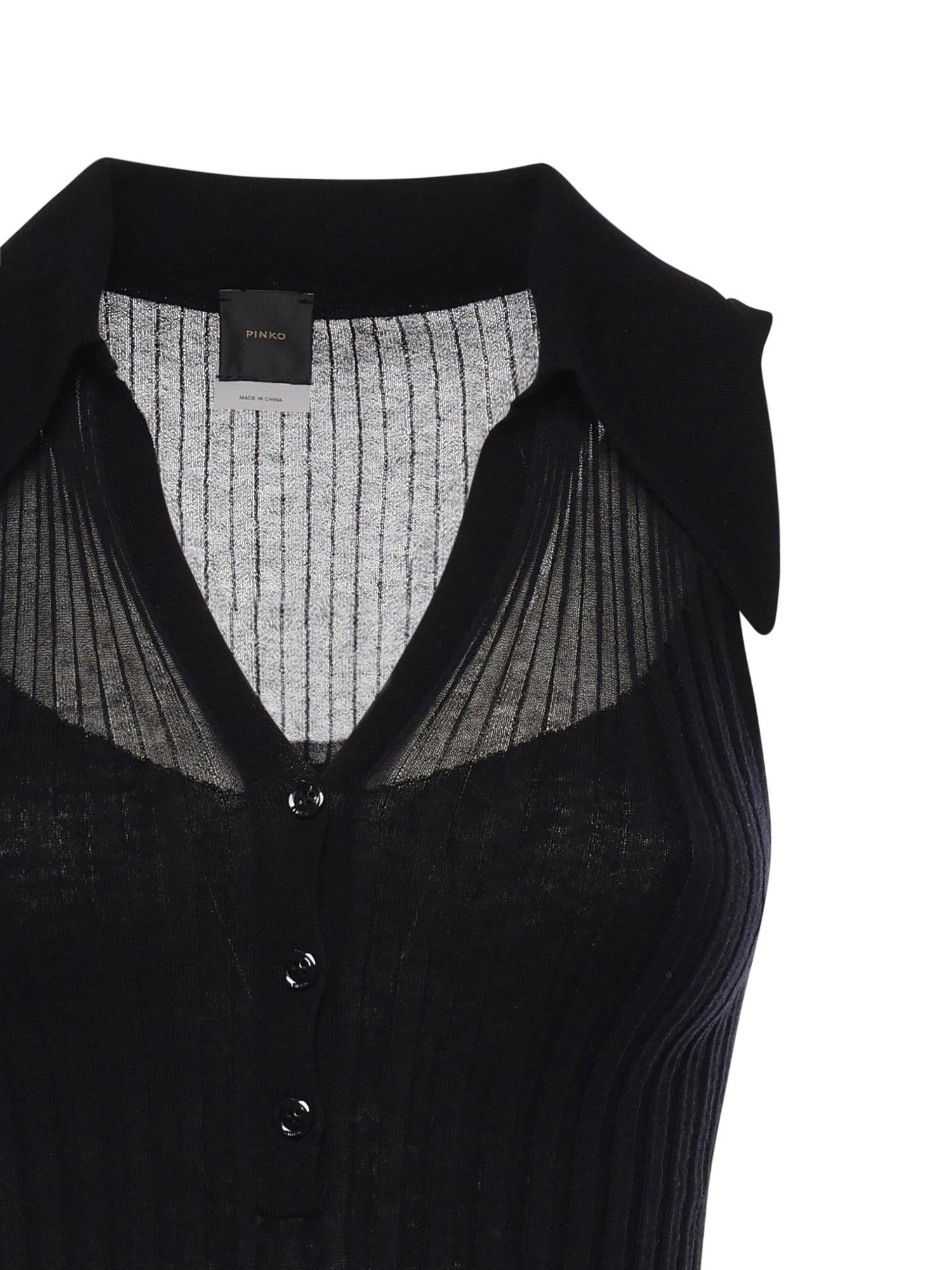 Canotta a polo in maglia a coste 106318 A34BZ99 PINKO 