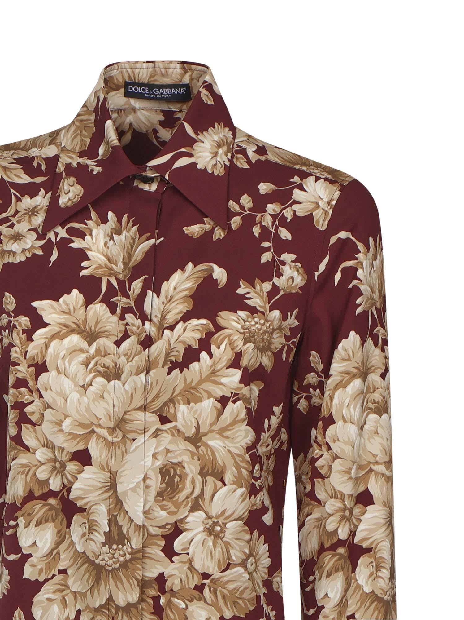 Camicia in charmeuse stampa Rose F5R64T FSA7YHR4OX DOLCE & GABBANA 