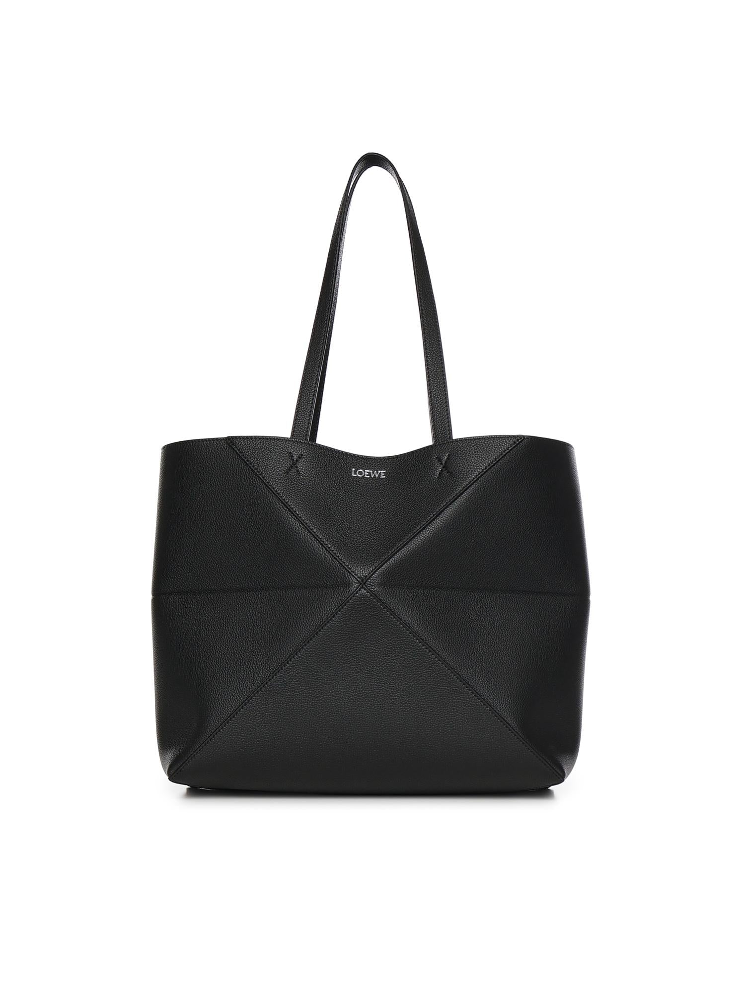 Borsa Tote Puzzle Fold media in pelle di vitello A779PEWX04 1100 LOEWE 