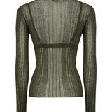 Maglia semitrasparente a costine 102977 A1NDX18 PINKO 