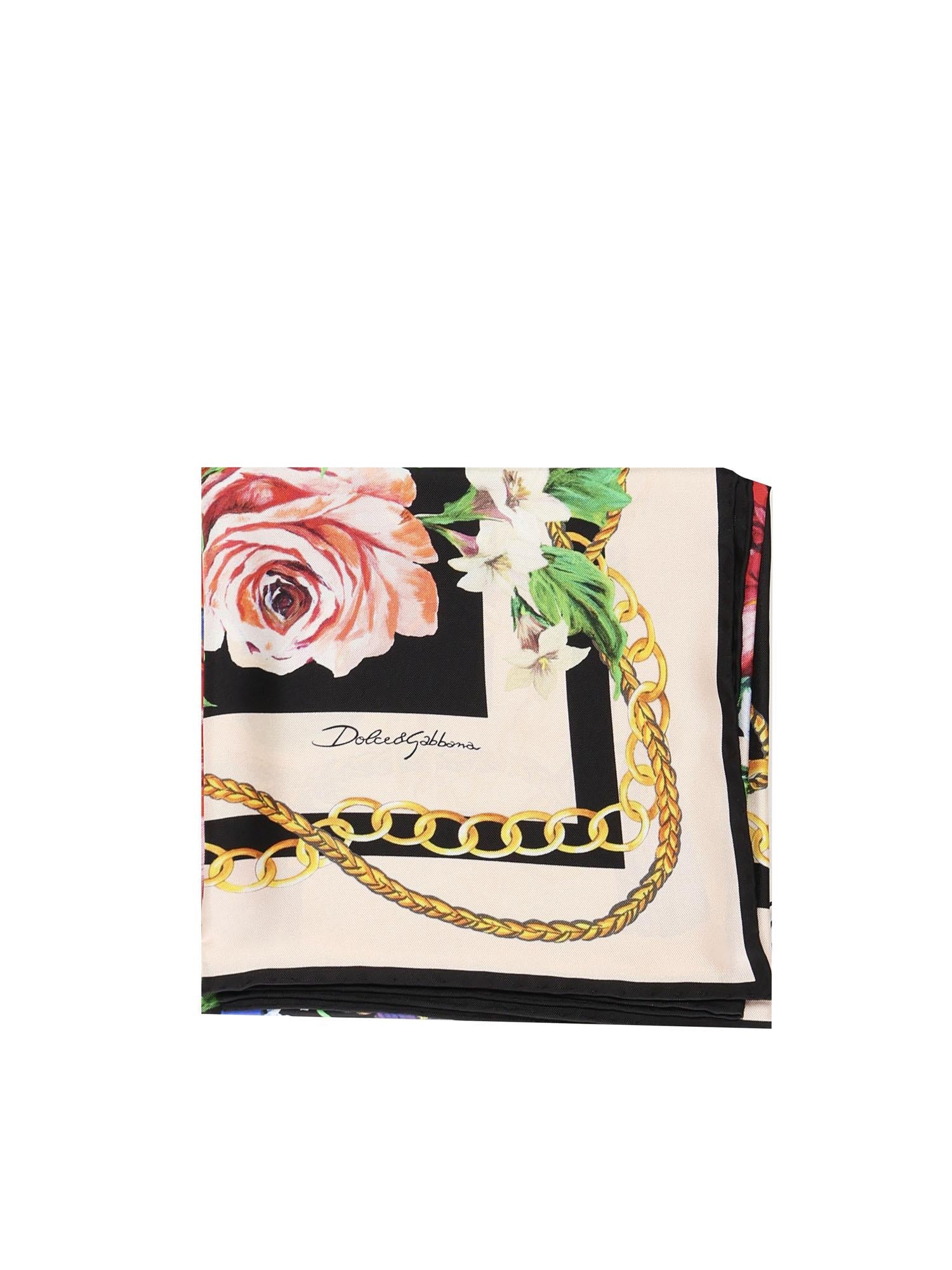 Foulard in twill di seta stampa fiori FN090R GDC5JHN5QG DOLCE & GABBANA 