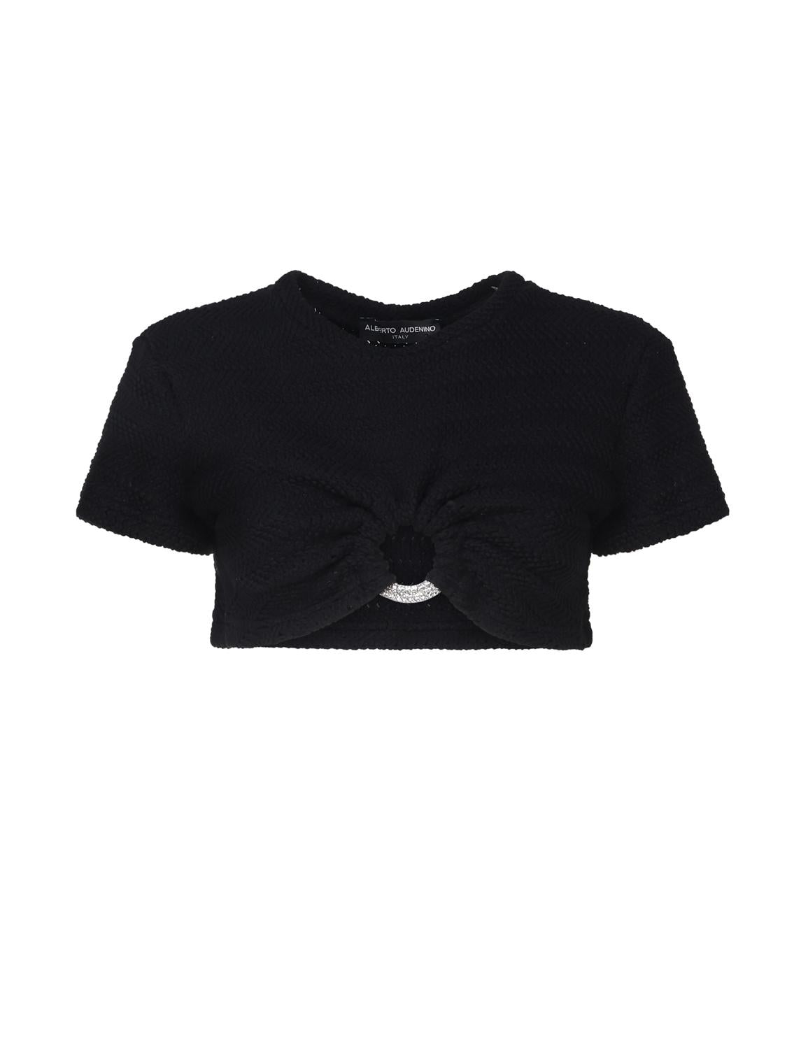 Maglia cropped con dettaglio cut- out AUS4MUST -BLACK ALBERTO AUDENINO 