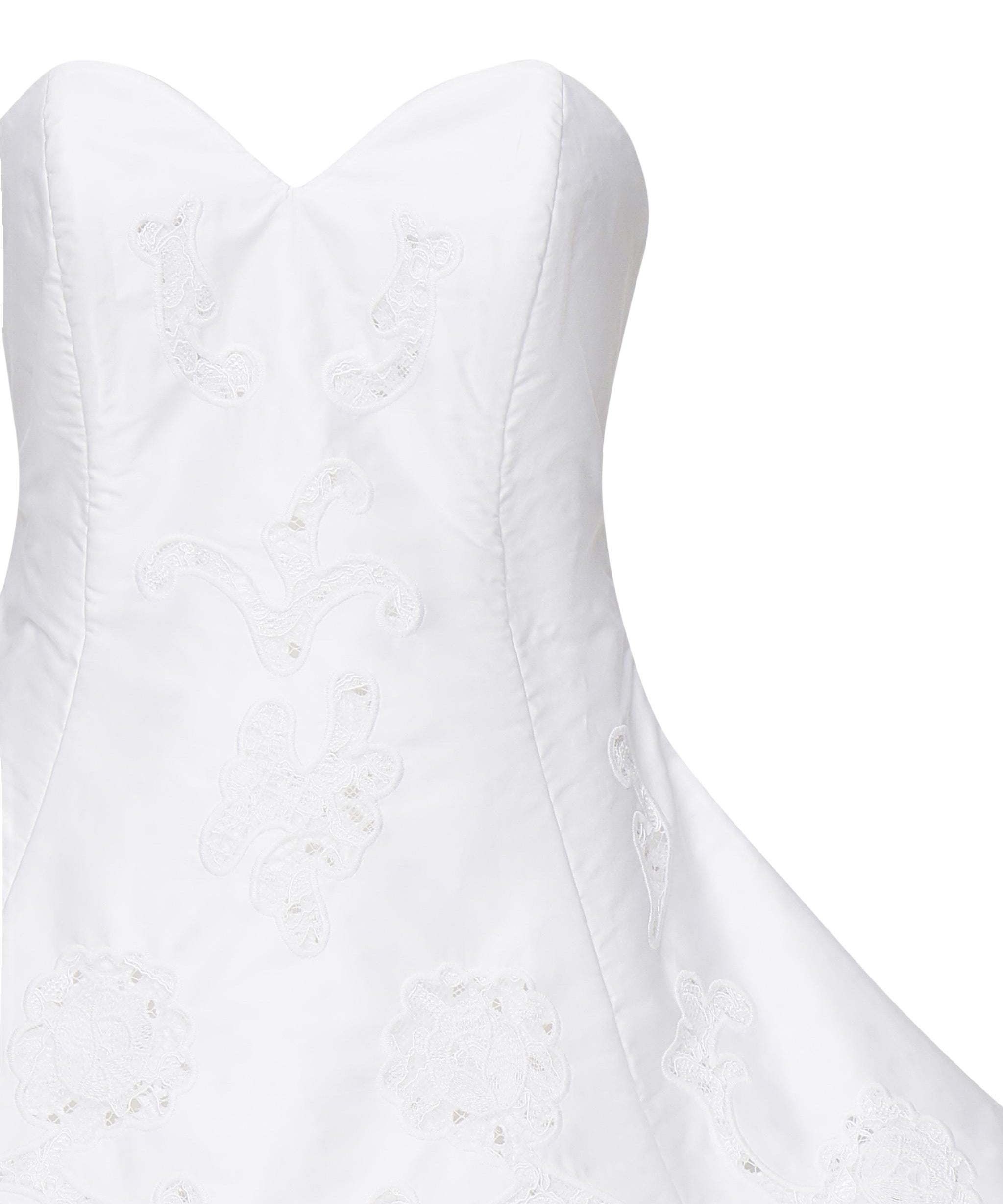 Mini abito babydoll senza spalline in popeline di pizzo bianco 16952500000031 WHITE MAGDA BUTRYM 