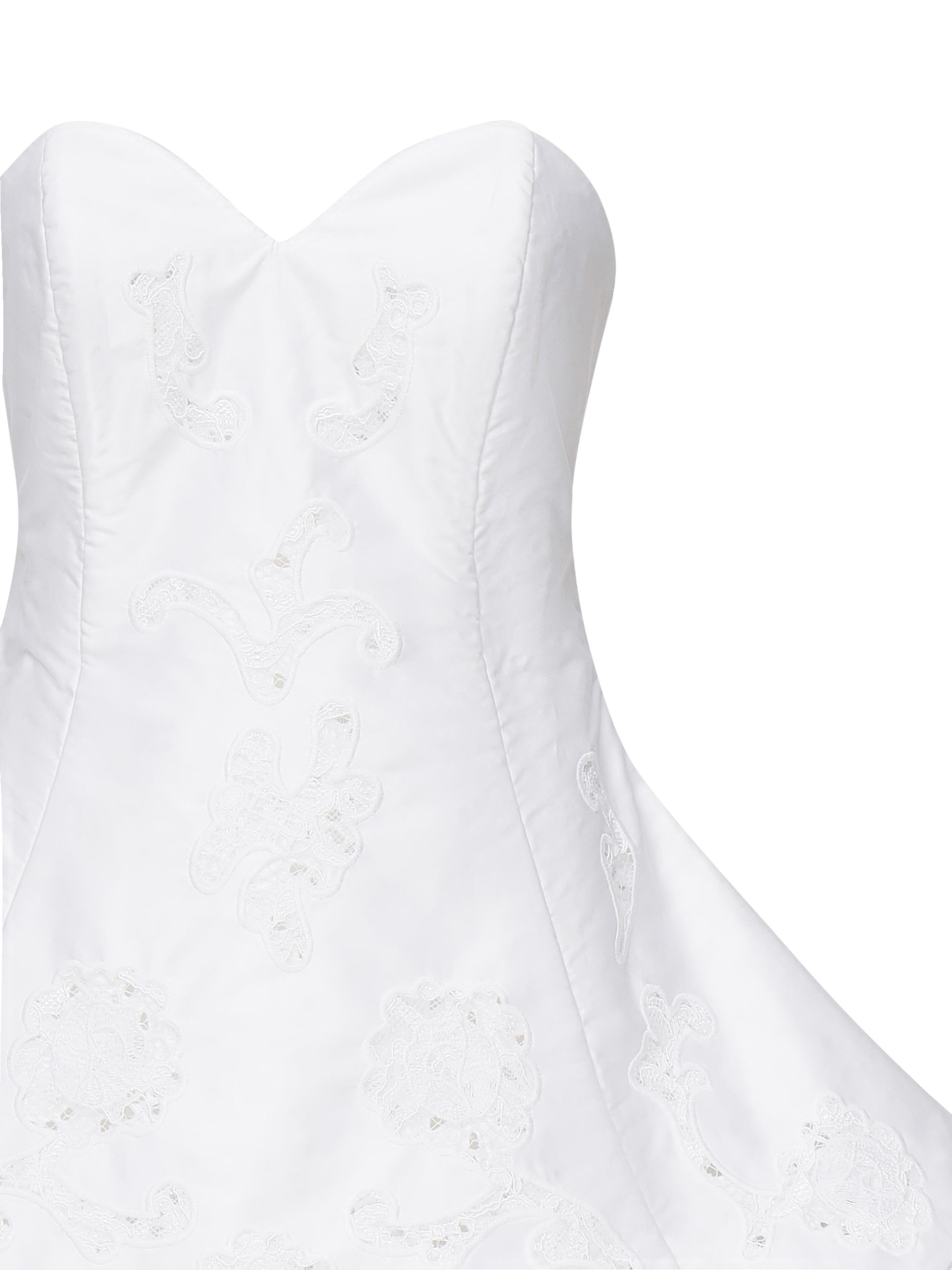 Mini abito babydoll senza spalline in popeline di pizzo bianco 16952500000031 WHITE MAGDA BUTRYM 