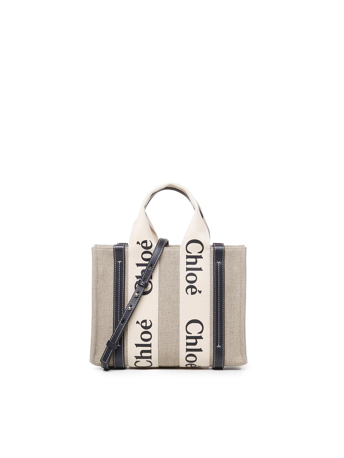 Tote bag piccola woody in lino CHC22AS397I26 91J CHLOÉ 