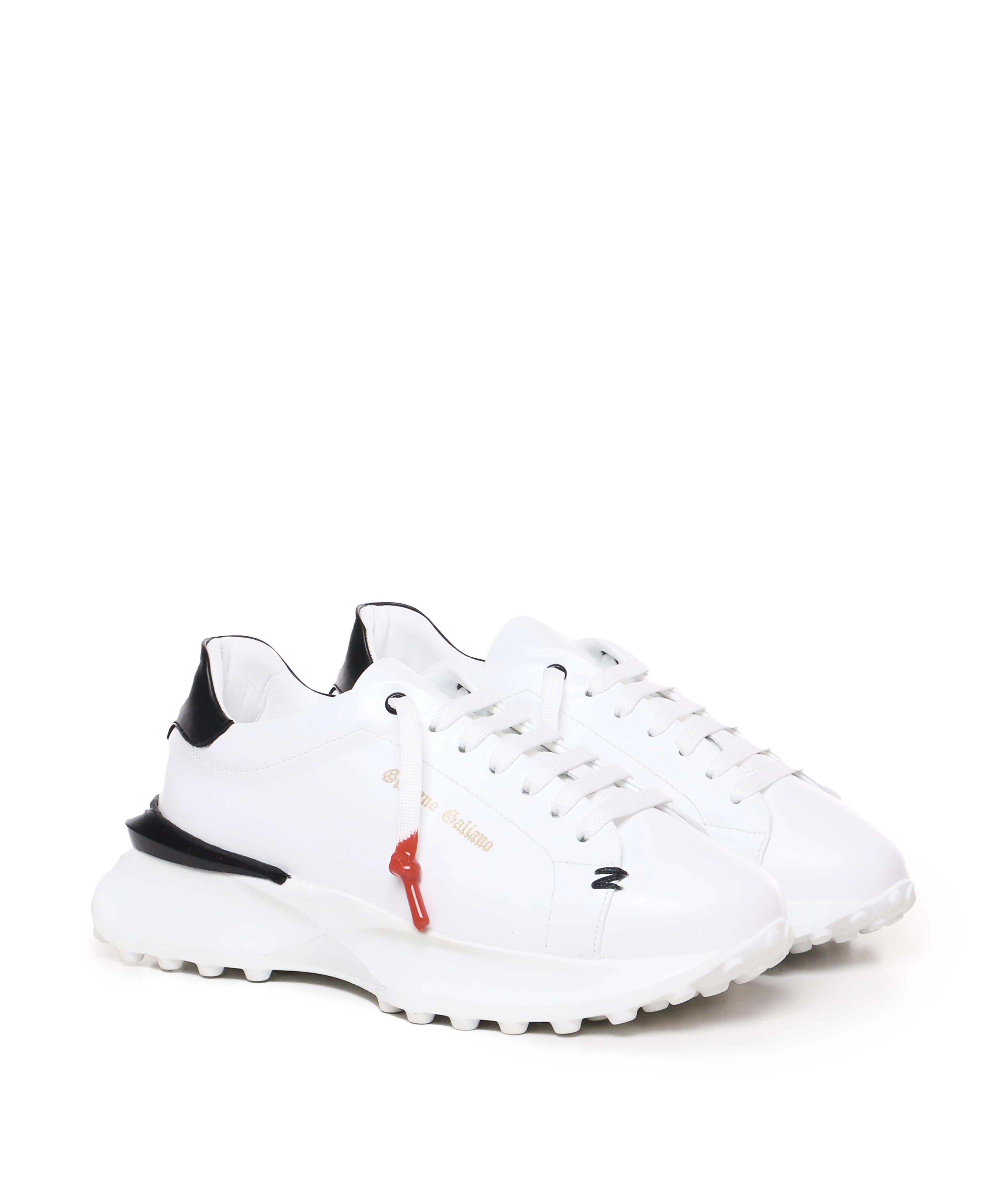 Sneakers raptor 1 in pelle<BR/> RAPTOR1 NAPPAWHITE/BLACK GIULIANO GALIANO 