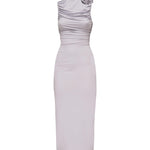 Abito midi arricciato con collo alto<BR/> 1205250000025 PURPLE MAGDA BUTRYM 
