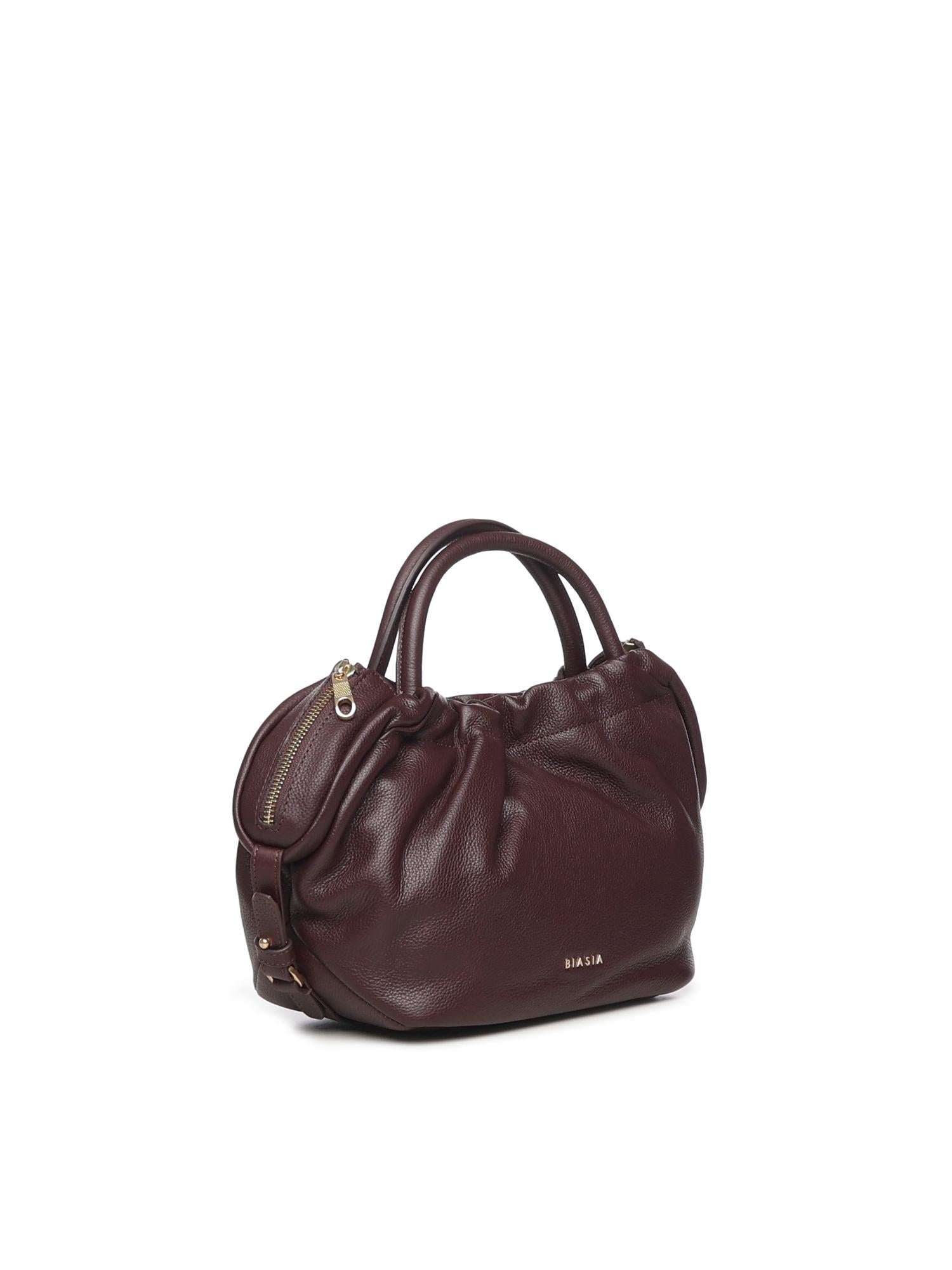 Borsa in pelle con logo<BR/> BIBP9E702 PRUGNA BIASIA 