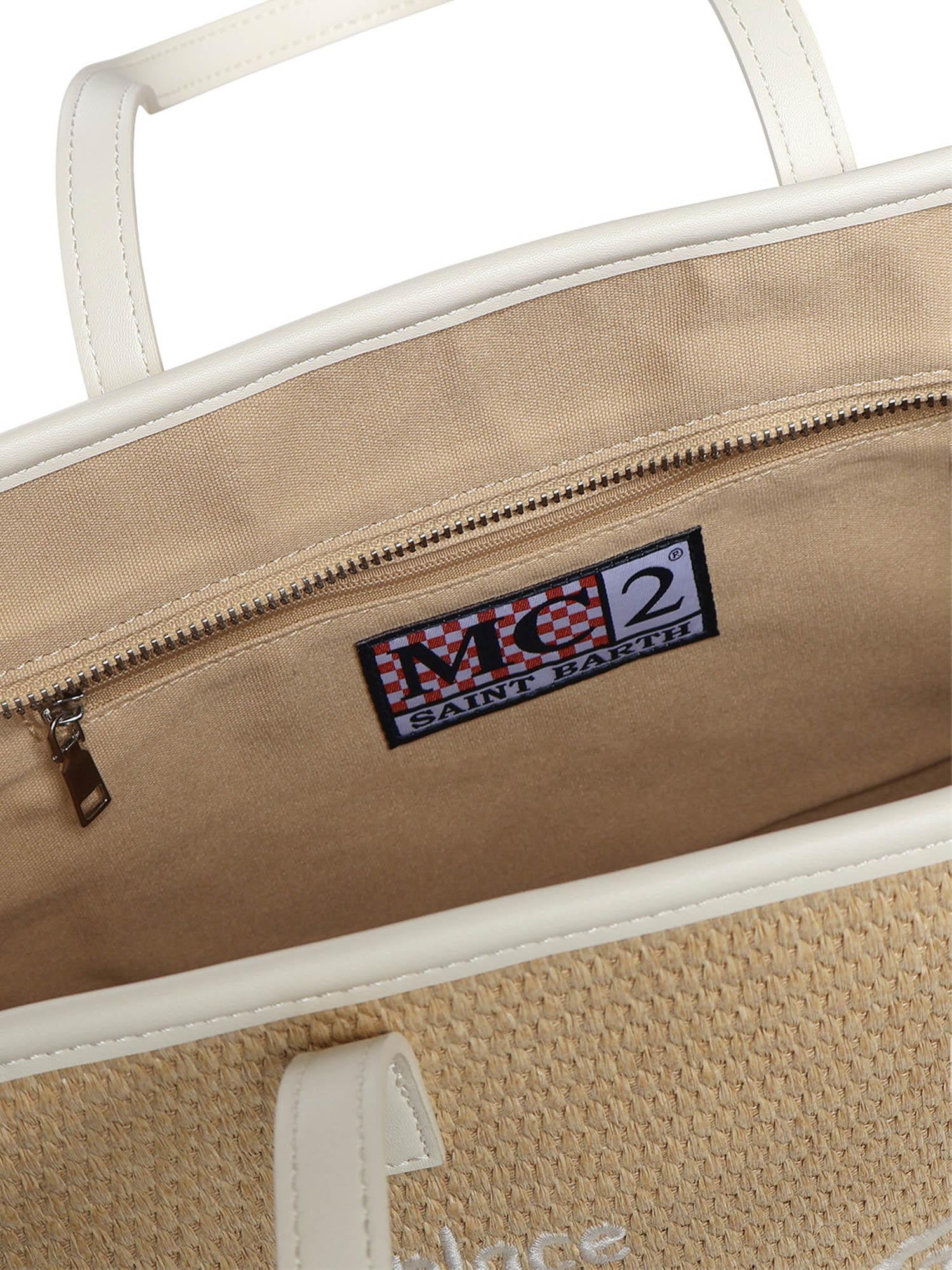 Borsa Vivian Mid Straw effetto raffia con logo VIV0007 00200L MC2 SAINT BARTH 