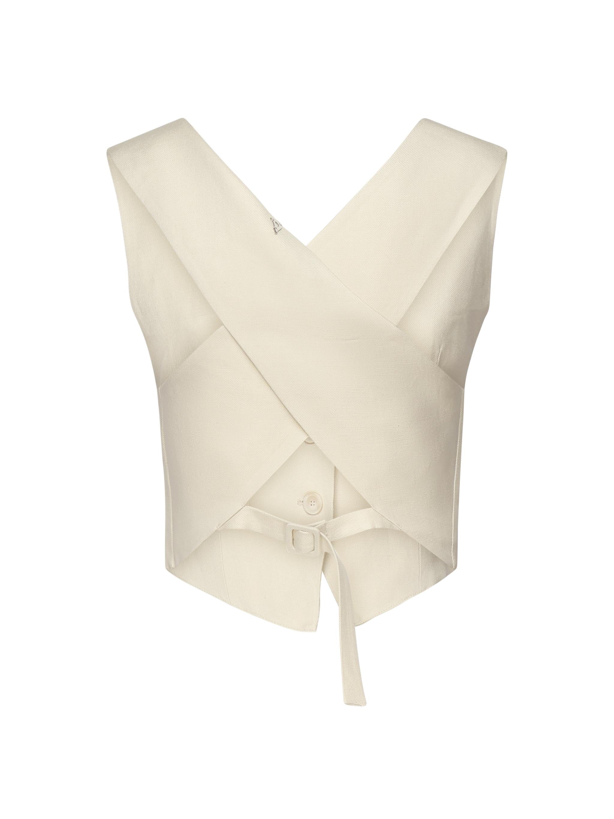 Gilet in twill di viscosa e lino DJ676 IF0041DXXX004 DONDUP 