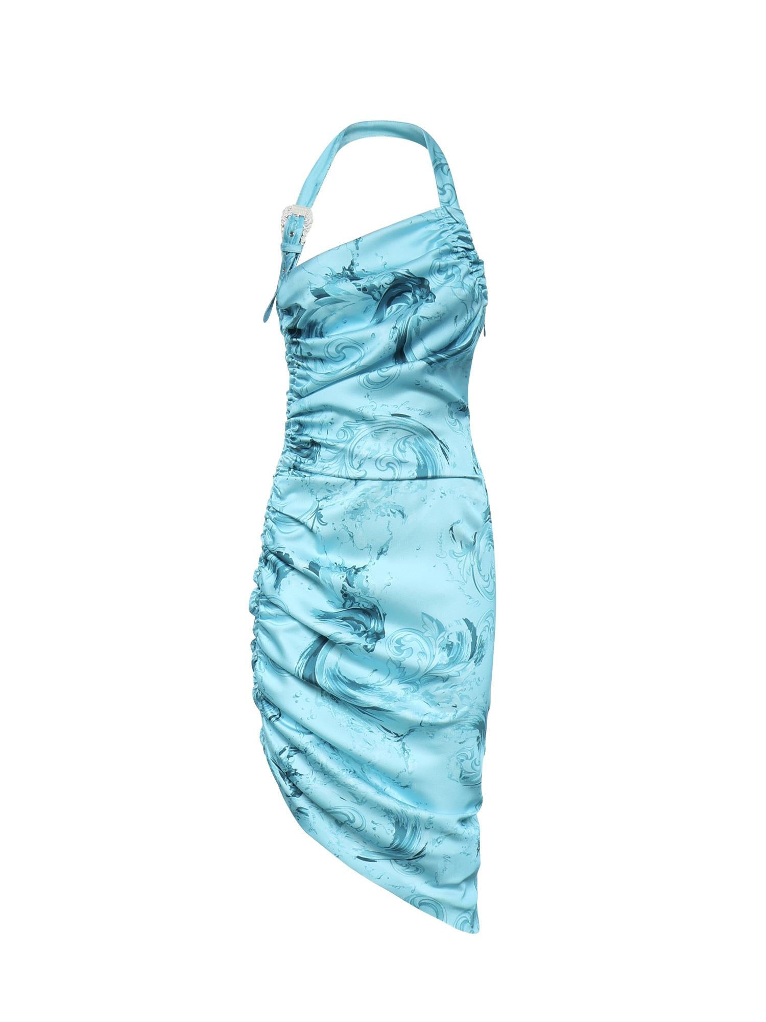 Abito midi drappeggiato con stampa 80HAO913 NS820203 VERSACE JEANS COUTURE 