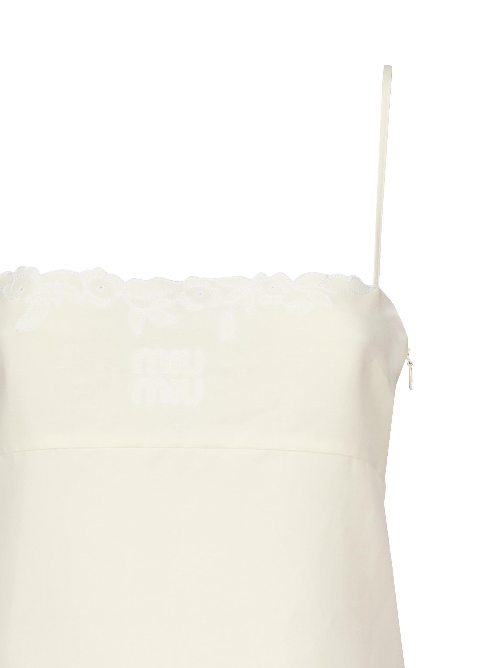Abito corto in tela fiammata con ricami MF5875 17LVF0304 MIU MIU 