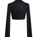 Blazer cropped in gessato lana e viscosa DJ848 EFE166D999 DONDUP 