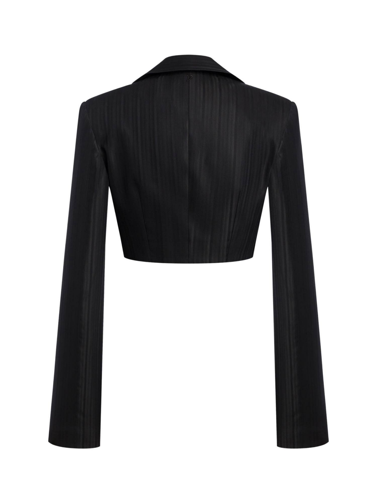 Blazer cropped in gessato lana e viscosa DJ848 EFE166D999 DONDUP 