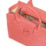 Borsa shopper piccola Beach in rafia con logo Love Birds<BR/> 106832 A39YN17 PINKO 