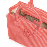 Borsa shopper piccola Beach in rafia con logo Love Birds<BR/> 106832 A39YN17 PINKO 