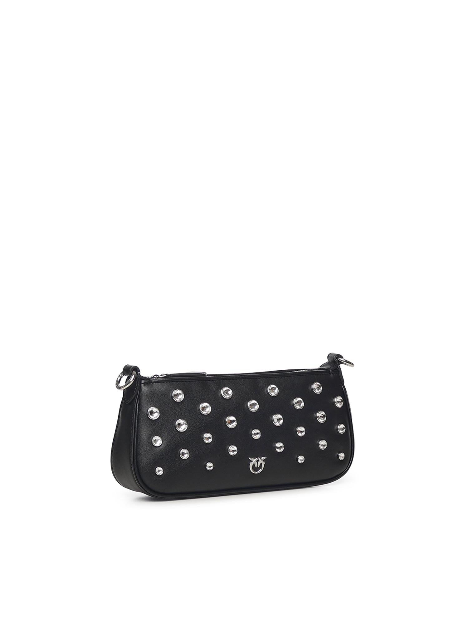 Borsa a spalla piccola Mini Half Moon Baguette in pelle con strass 105914 A2XQZ99N PINKO 