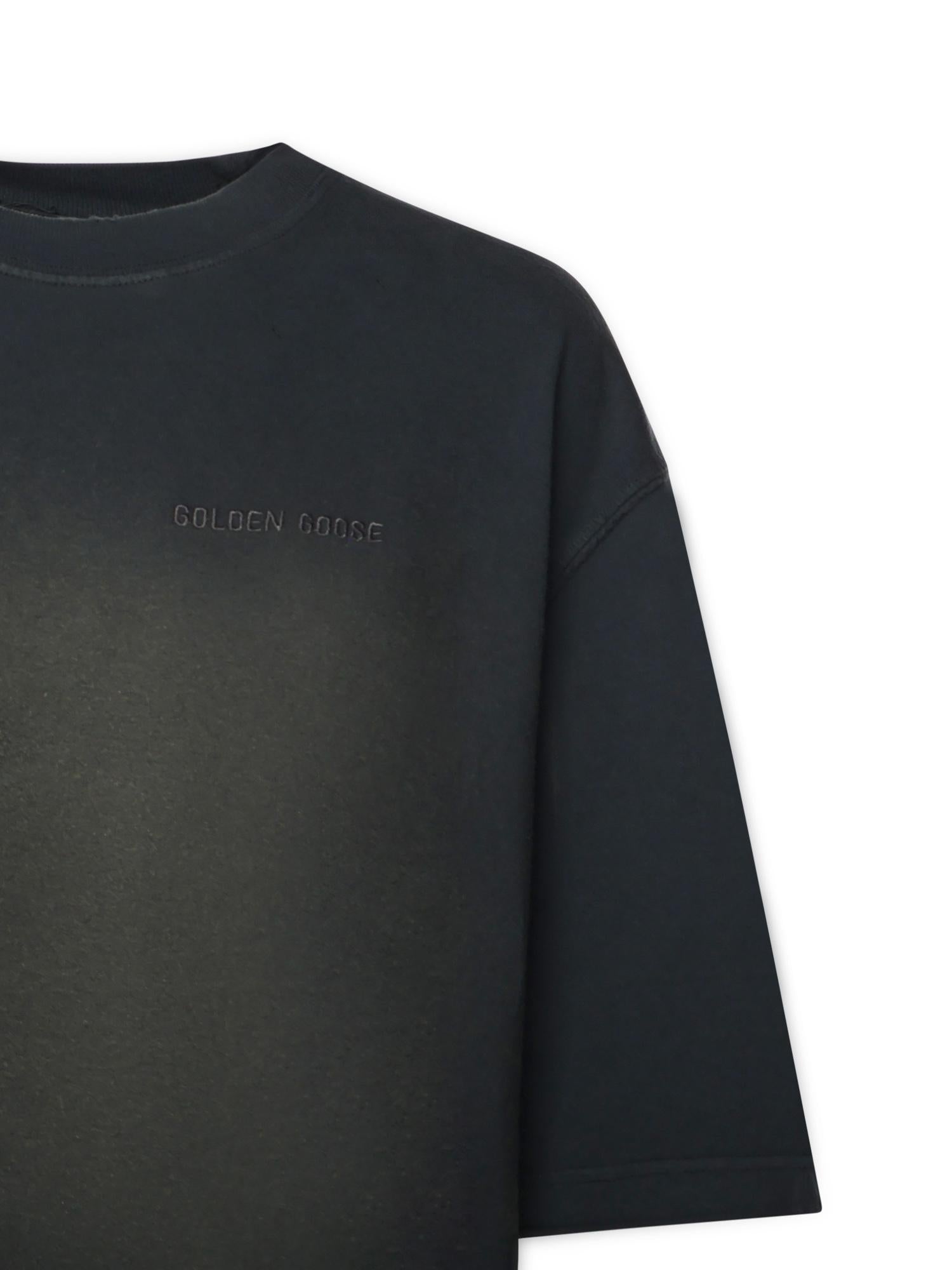 T-shirt in jersey di cotone con logo GUP01873 P00236290498 GOLDEN GOOSE 