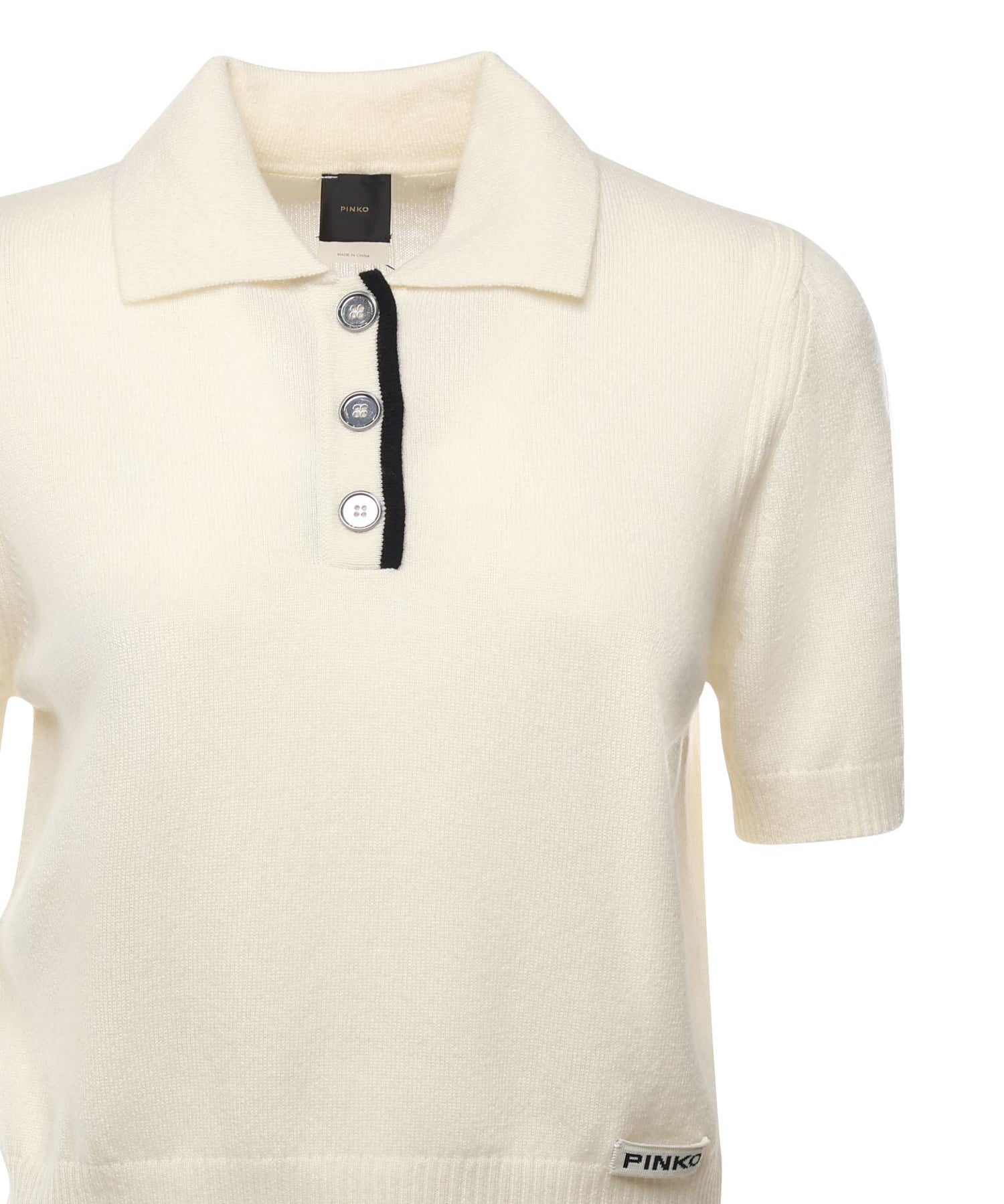 Maglia stile polo con logo 105450 A2Q9Z13 PINKO 