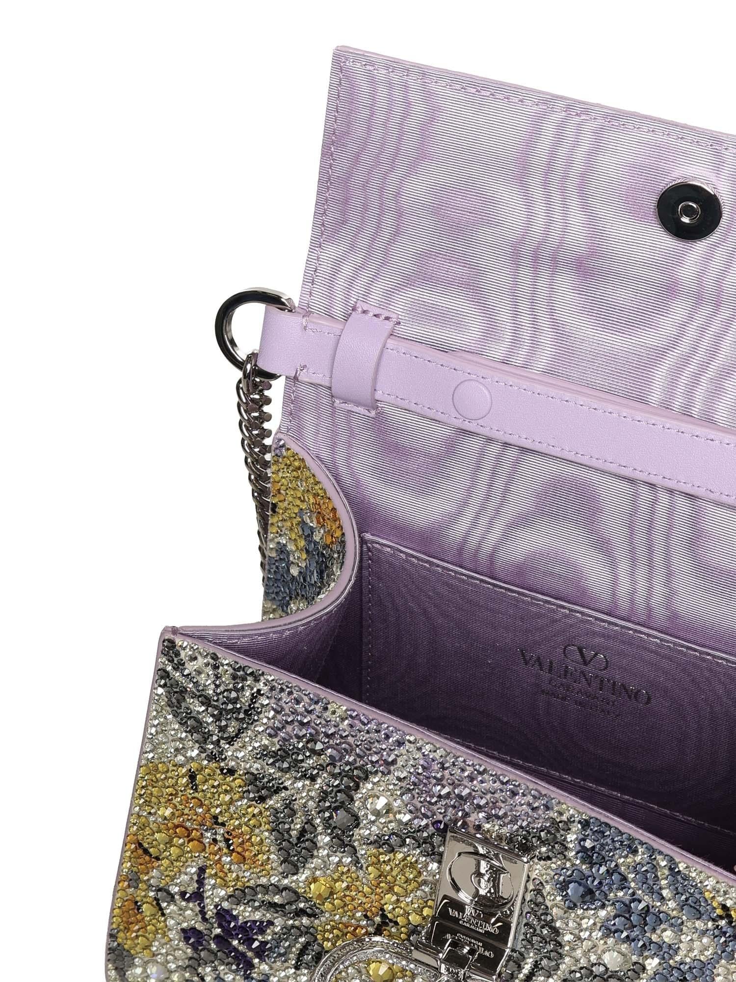 Borsa a mano mini Valentino Garavani Vsling con strass motivo Flowerism e logo gioiello 8W2B0R91 NCTDAK VALENTINO GARAVANI 