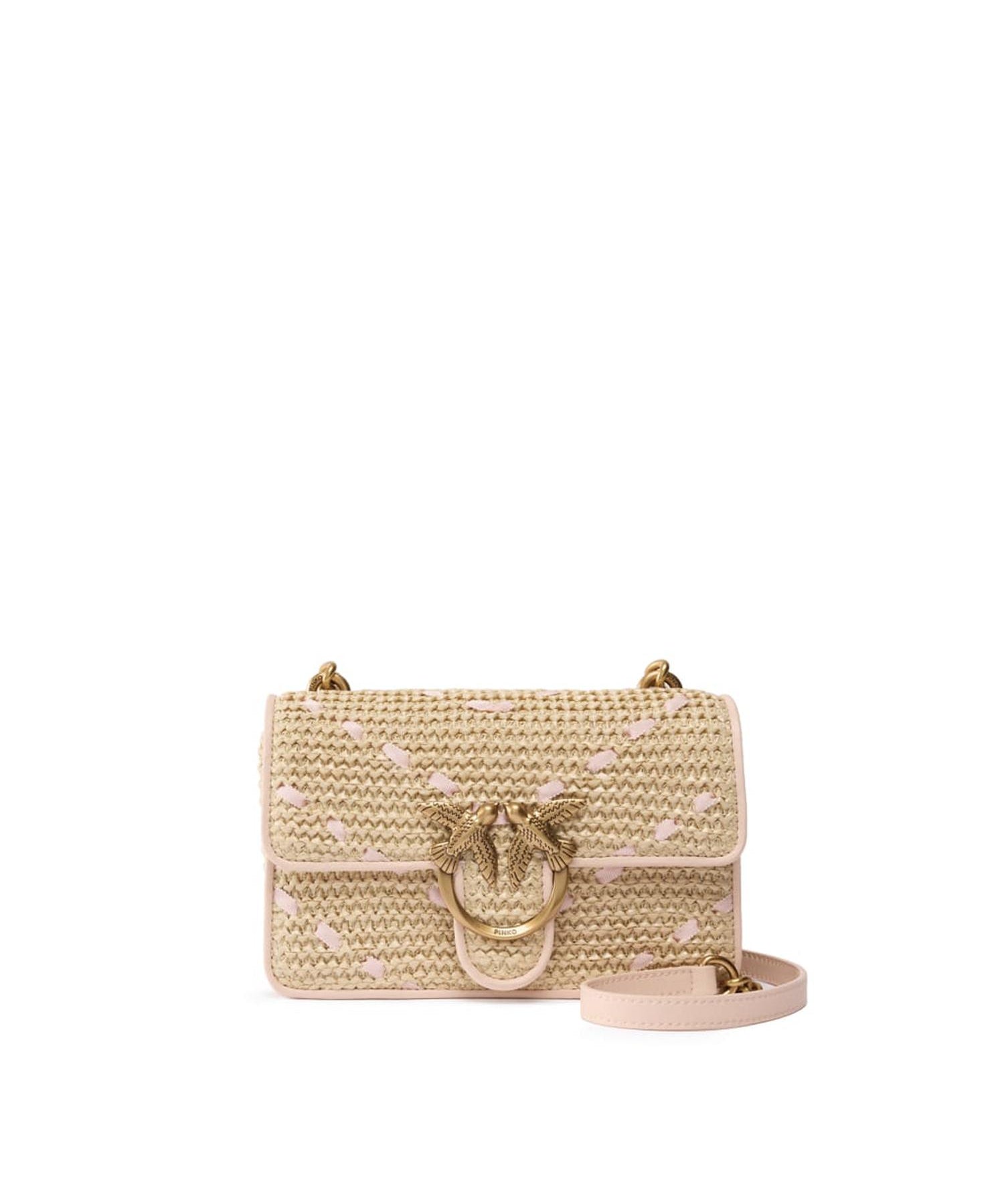 Borsa Mini Love Bag One Light in rafia e pelle 104550 A1RLHN2Q PINKO 