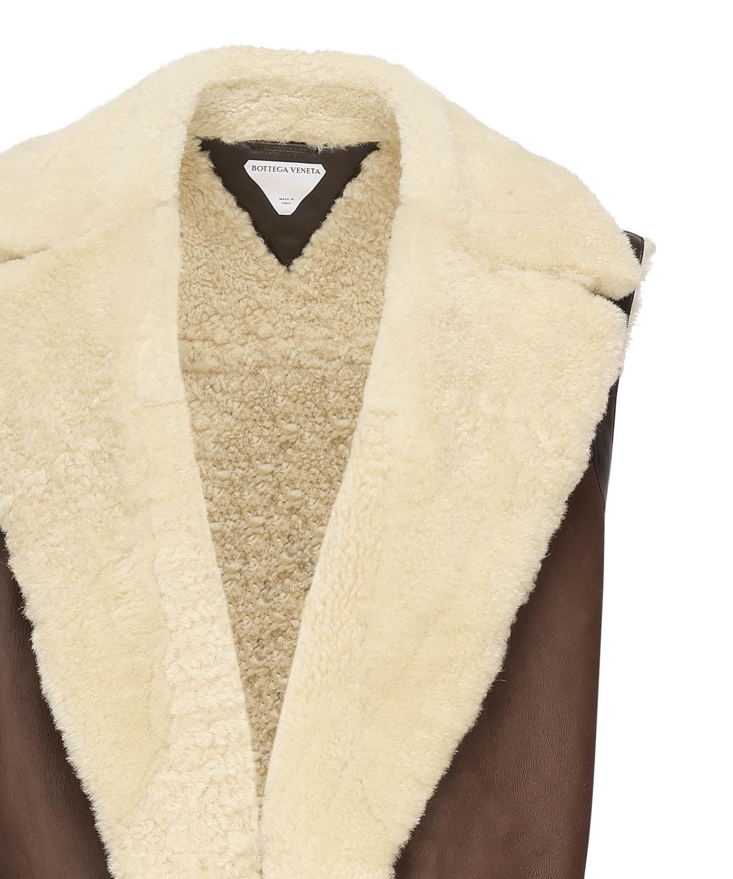Gilet lungo in pelle e montone<BR/> 832381 V5VK08979 BOTTEGA VENETA 