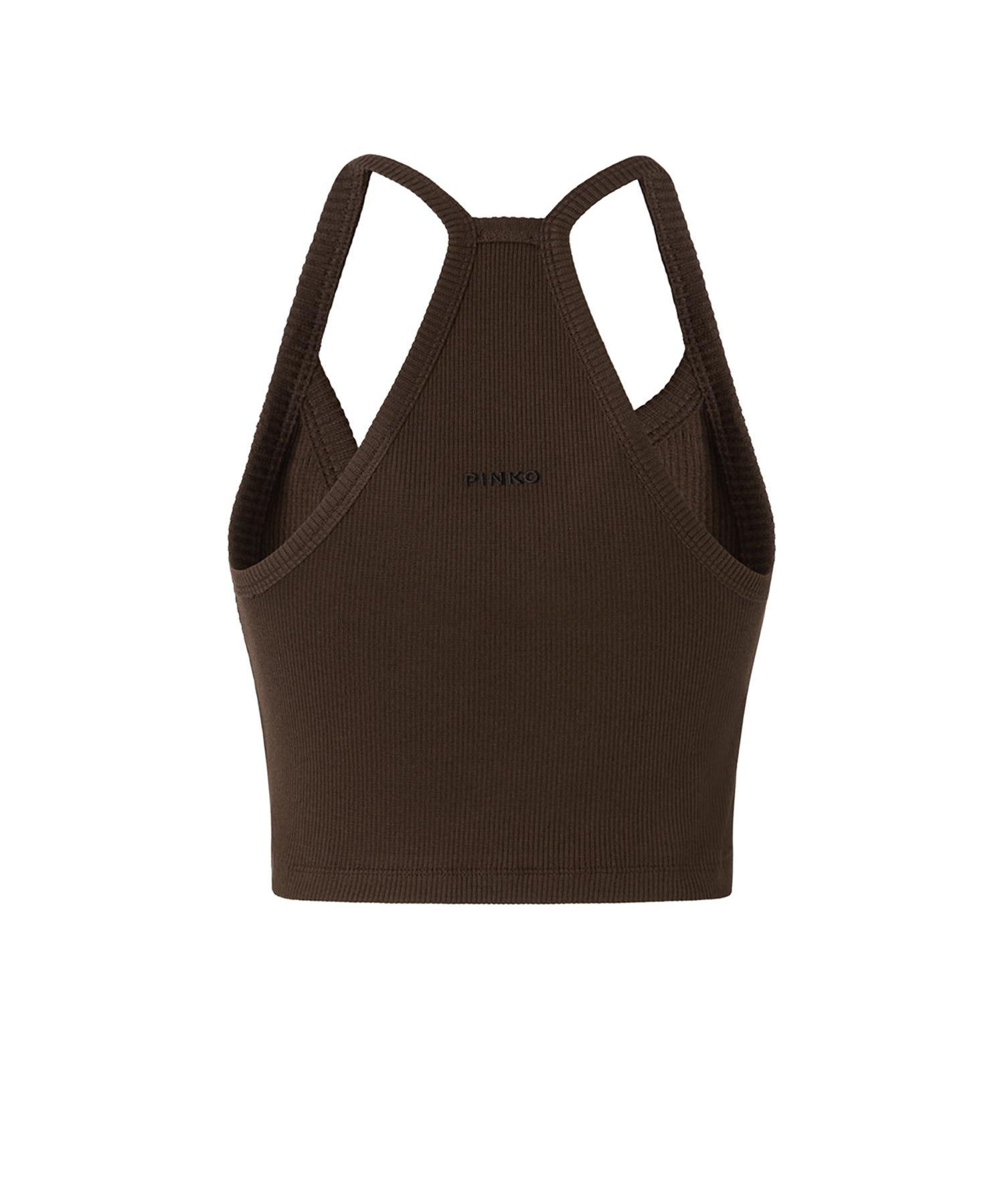 Canotta cropped con scollo asimmetrico 107304 A3IKL78 PINKO 