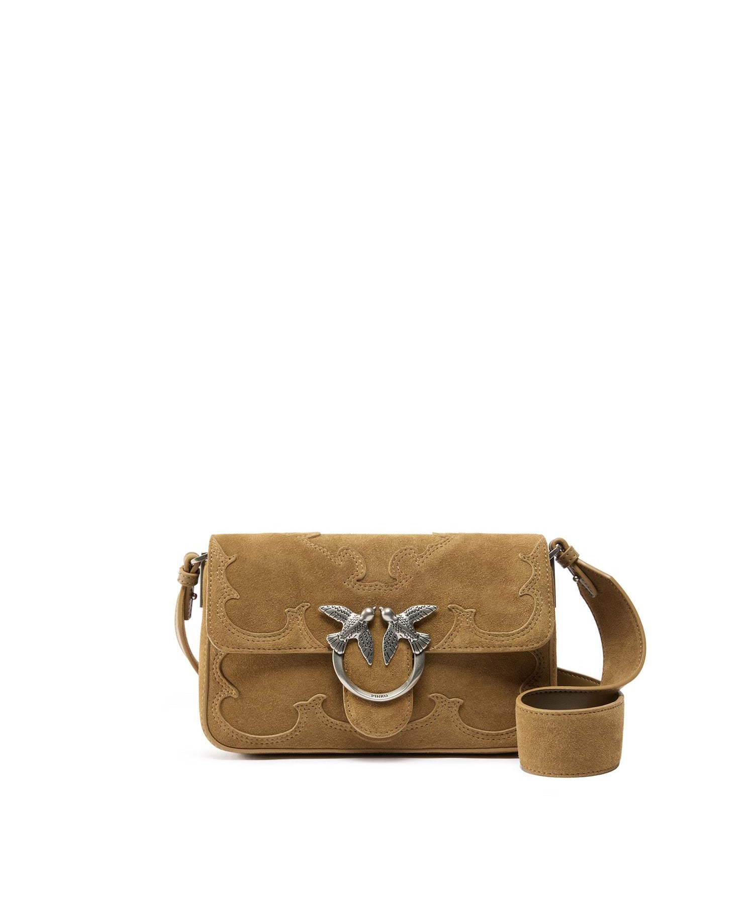 Borsa a spalla Mini Love Bag One Slouchy in suede con intarsi 106244 A0F6L22O PINKO 
