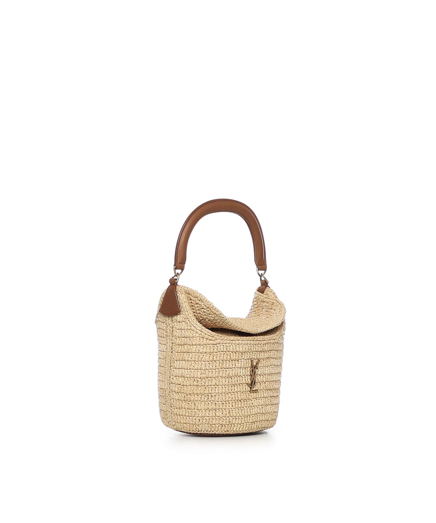 Secchiello Gaby in rafia con pelle 838591 GAAFC2791 SAINT LAURENT 