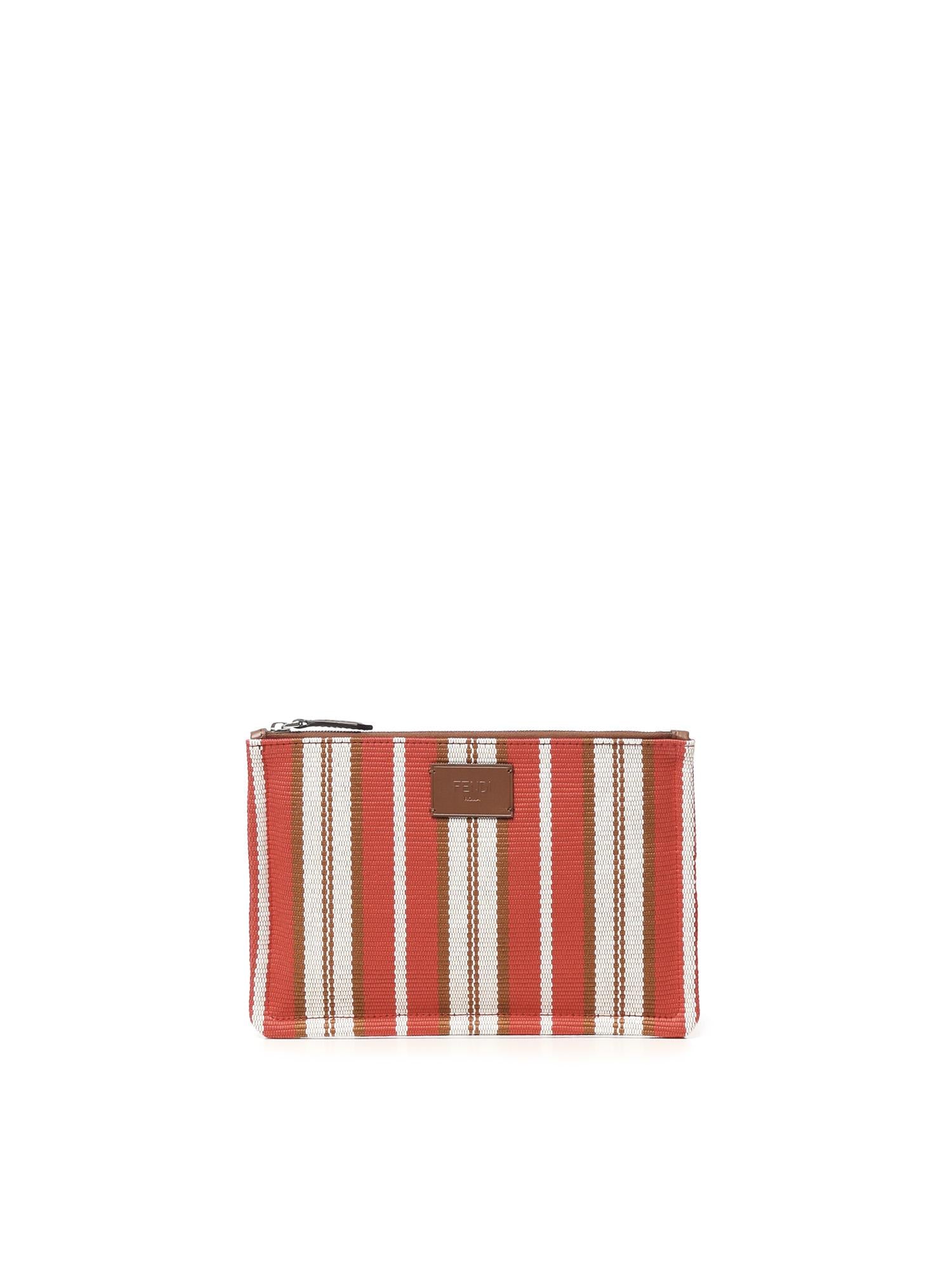 Pochette piatta a righe signature media 7N0159 AUGXF1SCQ FENDI 