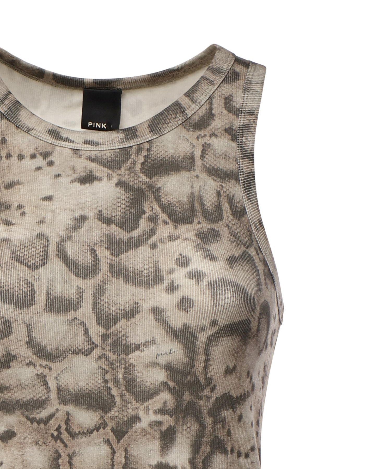 Canotta a costine con stampa snake 106919 A3DPCZ9 PINKO 