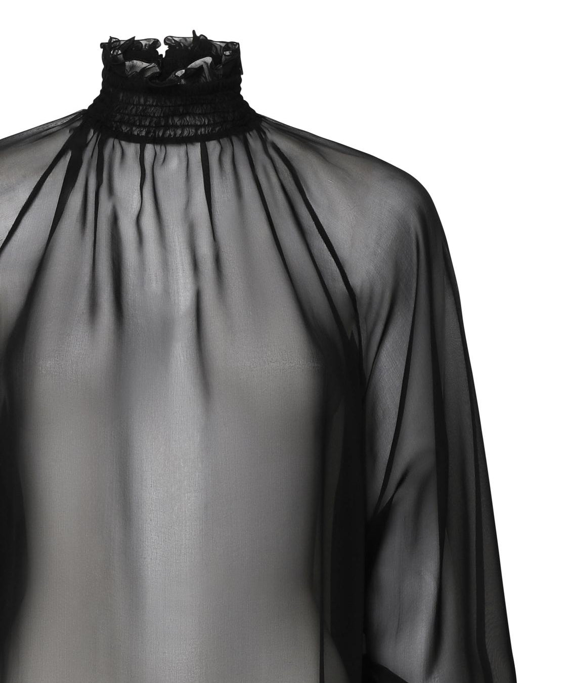Blusa a collo alto in chiffon trasparente F79EMT FU1ATN0000 DOLCE & GABBANA 