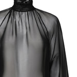Blusa a collo alto in chiffon trasparente F79EMT FU1ATN0000 DOLCE & GABBANA 