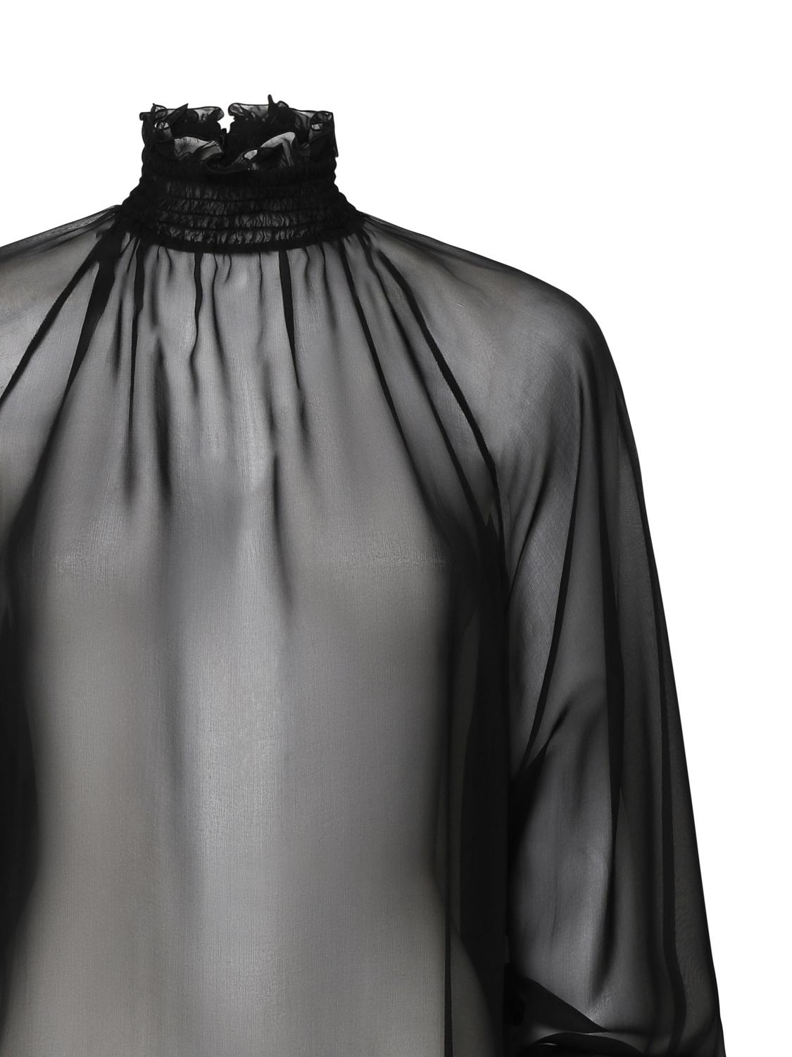 Blusa a collo alto in chiffon trasparente F79EMT FU1ATN0000 DOLCE & GABBANA 