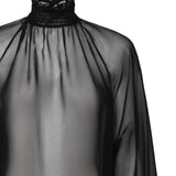 Blusa a collo alto in chiffon trasparente F79EMT FU1ATN0000 DOLCE & GABBANA 