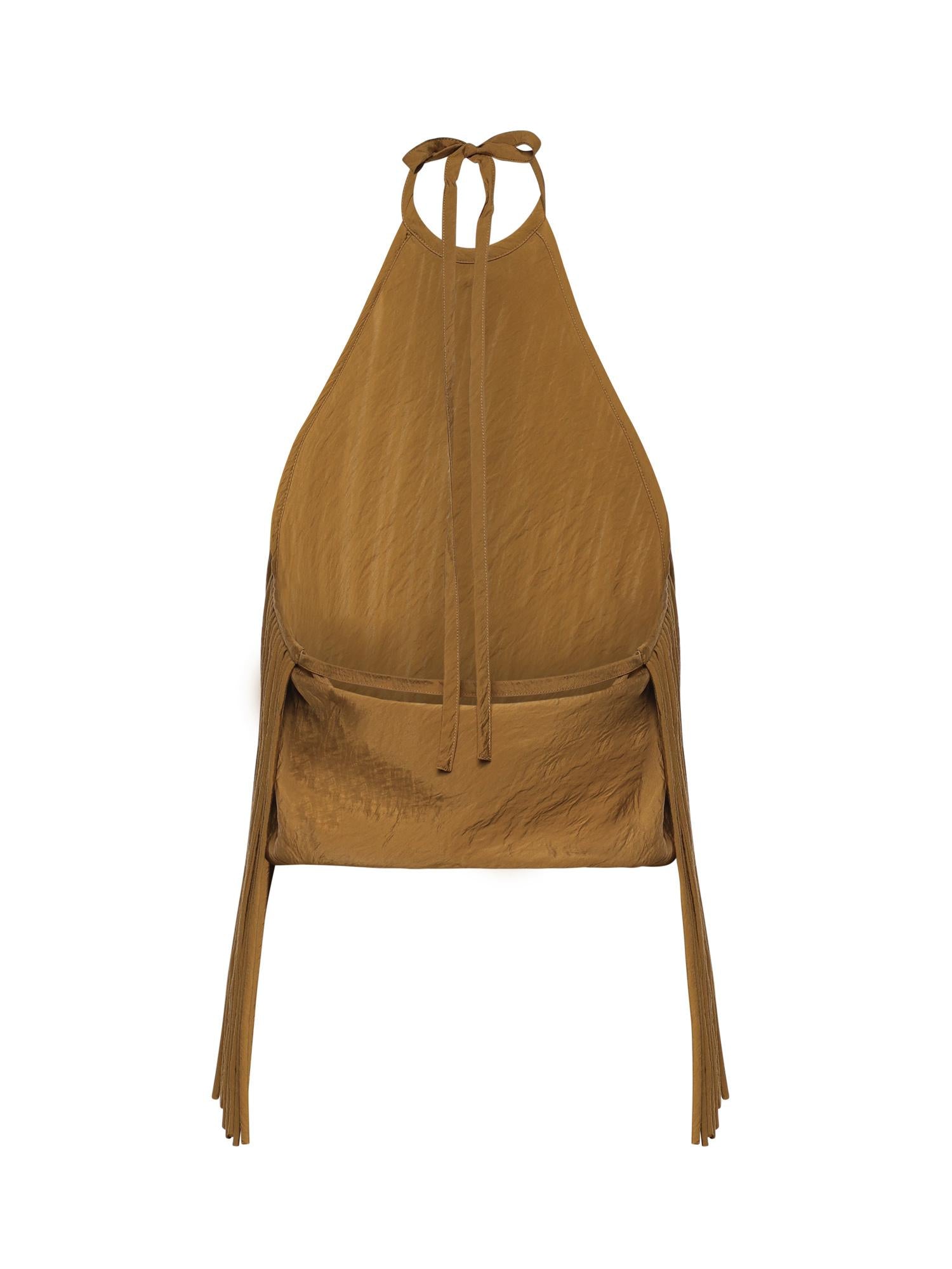 Top con scollo all'americana e frange 106794 A3AYL25 PINKO 