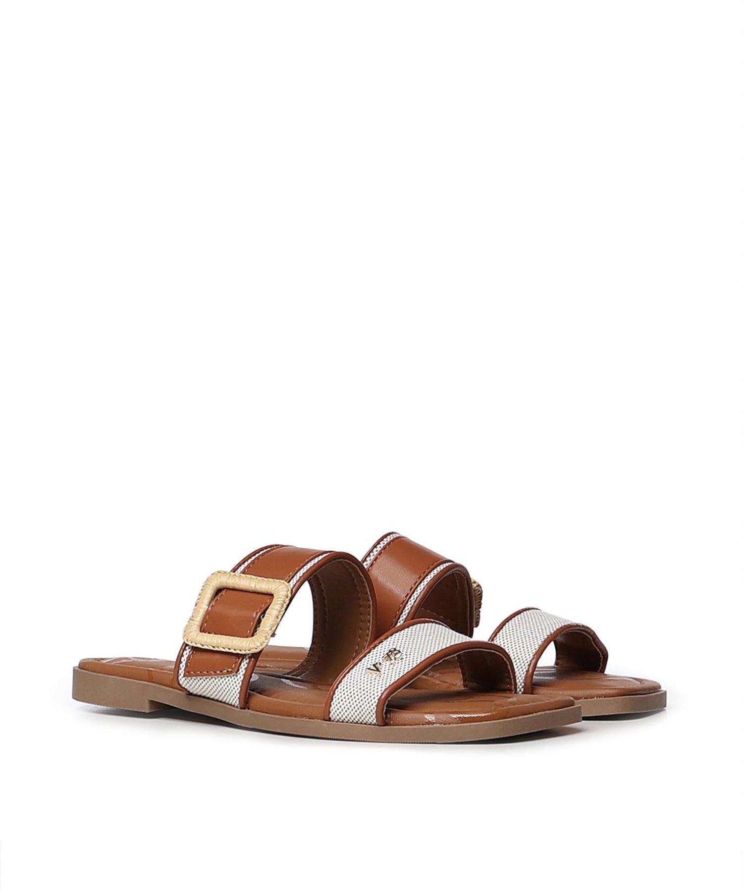 Sandali flat Cassie con logo 73SC9XW01 CASSIE FLATNATURALE/CUOIO V° 73 