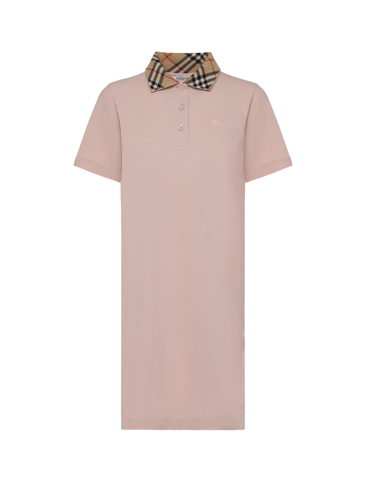 Abito stile polo in cotone con collo Check 8118956 C5901 BURBERRY 