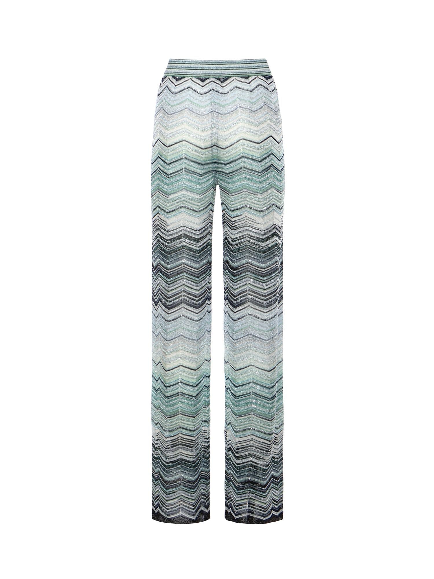 Pantaloni in viscosa chevron lamé con paillettes DS26SI0C BK01H9SMSN4 MISSONI 