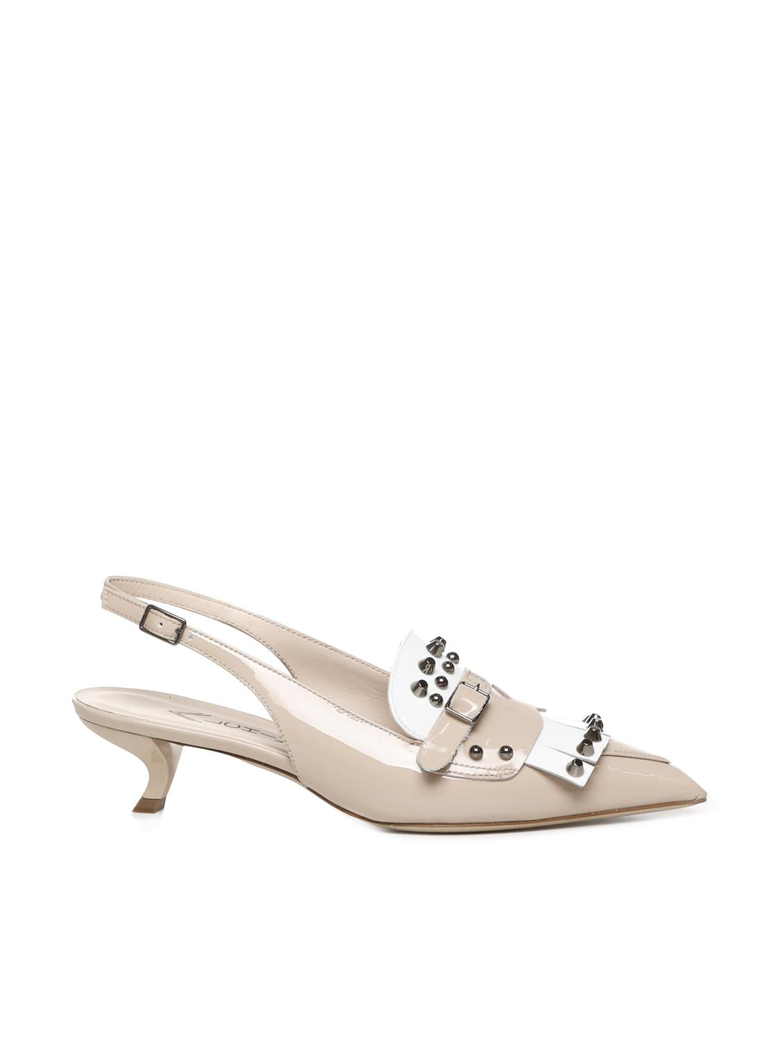 Décolleté in vernice con borchie ANNA S2408 VERNICECIPRIA/OFF WHITE ALCHIMIA 