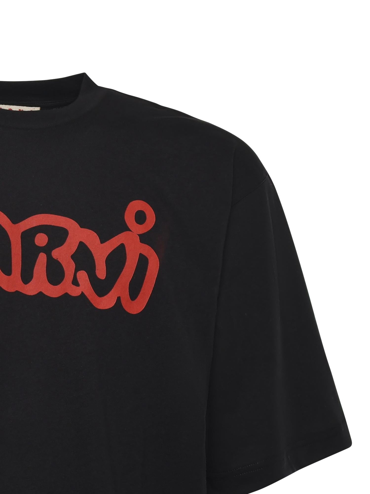 T-shirt in cotone con logo HUMU0223WP USCY53LON99 MARNI 