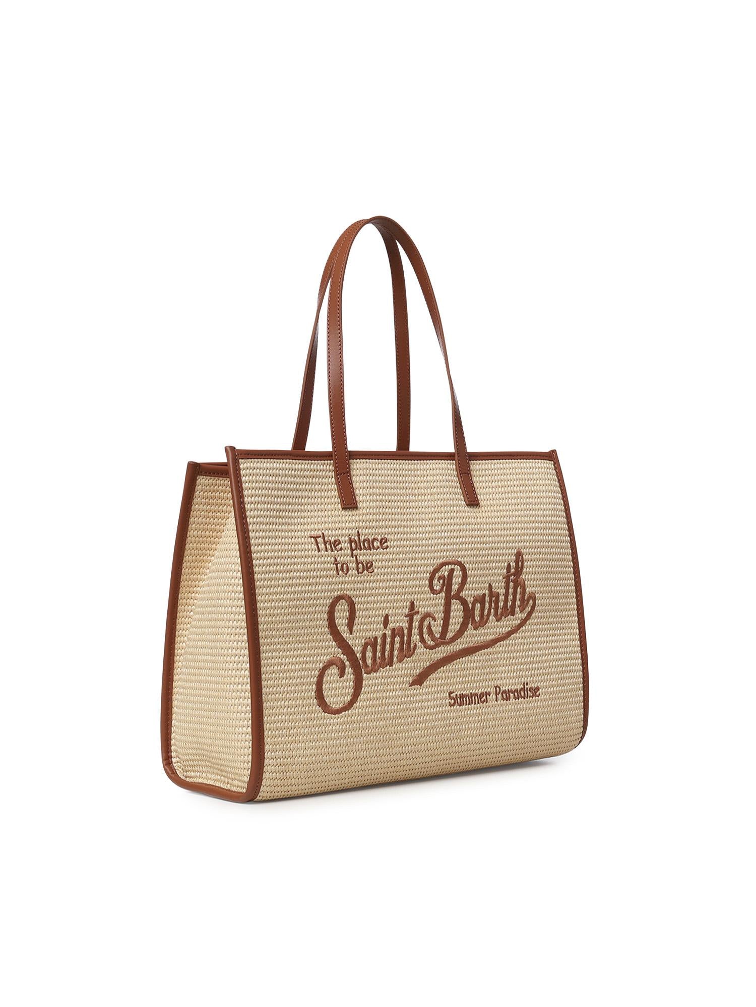 Borsa Vivian Mid Straw effetto raffia con logo VIV0007 00368L MC2 SAINT BARTH 