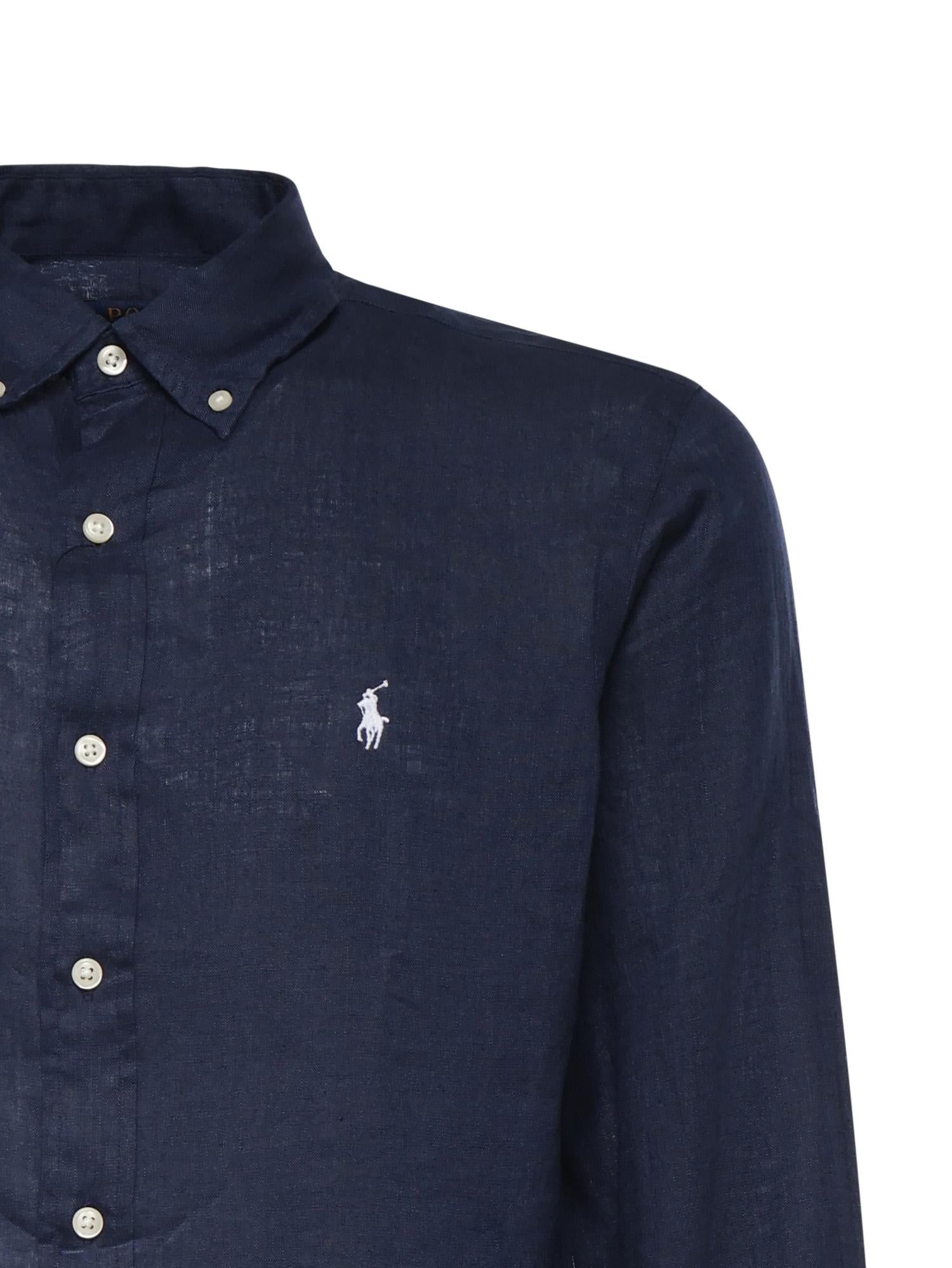 Camicia in lino con logo 710966294 504 POLO RALPH LAUREN 