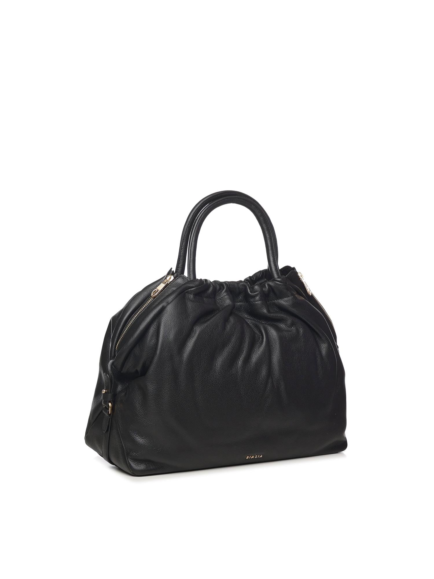 Borsa in pelle con logo<BR/> BIBP9E701 NERO BIASIA 