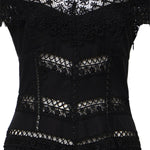 Abito midi Amaira in voile di cotone e pizzo 261623 BLACK CHARO RUIZ 