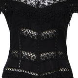 Abito midi Amaira in voile di cotone e pizzo 261623 BLACK CHARO RUIZ 