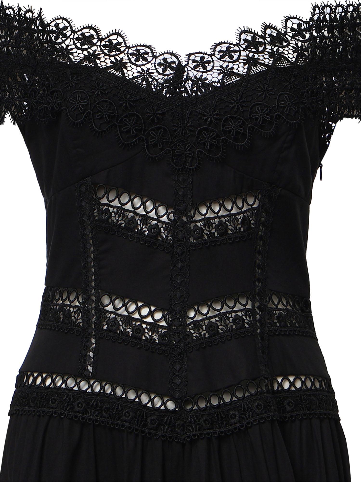 Abito midi Amaira in voile di cotone e pizzo 261623 BLACK CHARO RUIZ 