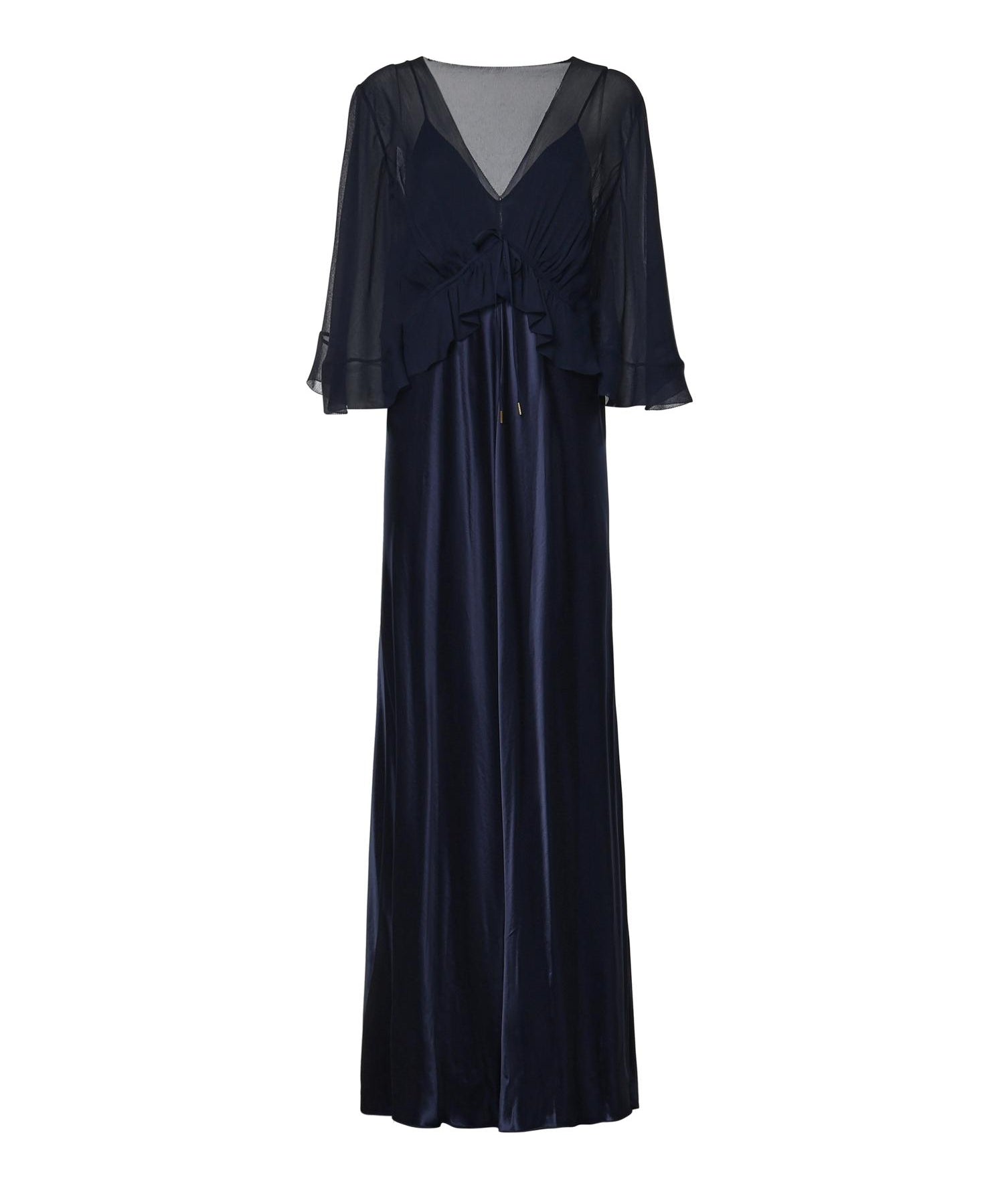 Abito lungo in raso lucido con mantella A04061627 0290 ALBERTA FERRETTI 