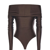 Body Kendall in lycra lucida T190714A TJP062DARK BROWN THE ANDAMANE 